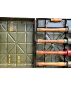 WW2 Original German Metal M24 Stick Grenade Case Dated 1935 With 4 Original Stick Grenades (Original)